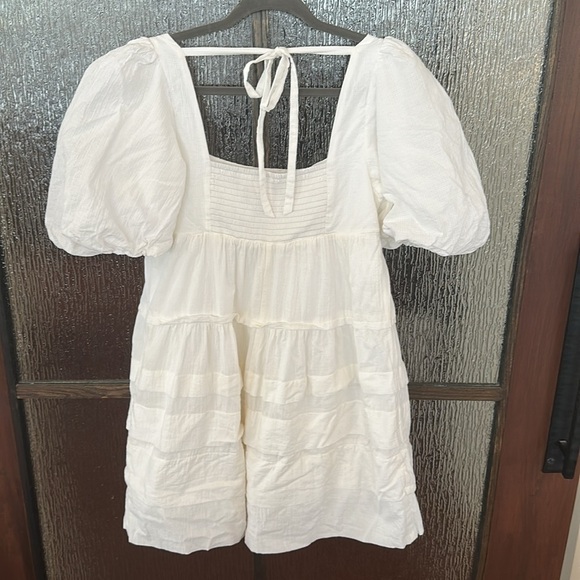 Anthropologie Square-Neck Puff-Sleeve Tiered Dress size Medium. - Picture 11 of 12